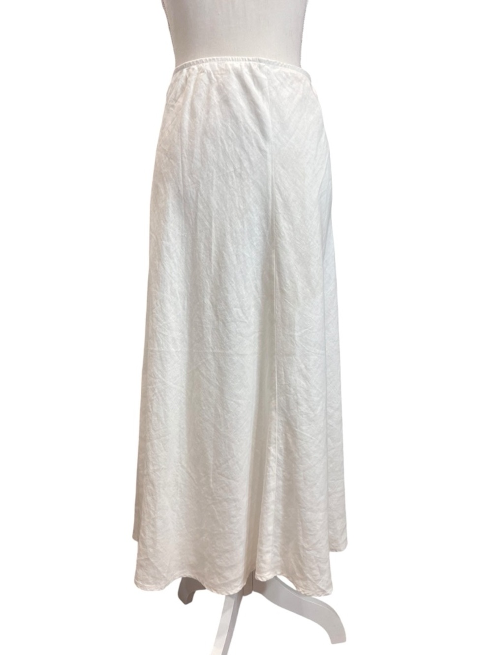 Eileen Fisher Organic Linen Ivory Maxi Skirt XL Pull On Flowy Minimalist - Picture 2 of 10